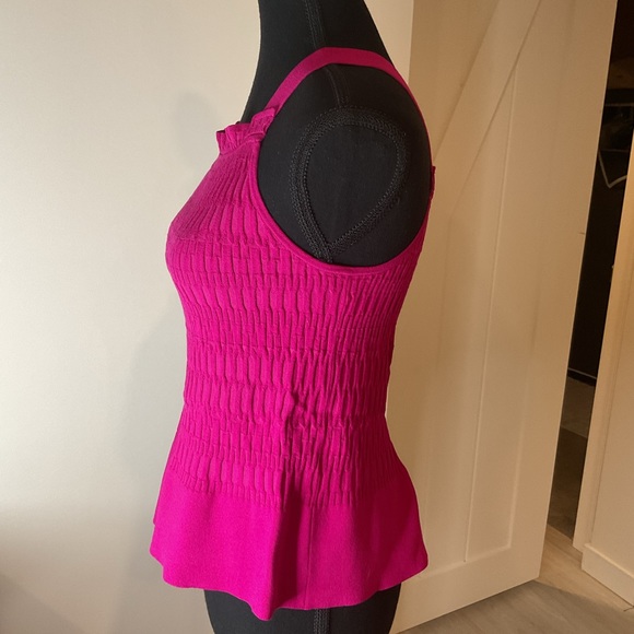 Banana Republic Like New Smocked Fuchsia Tank with a little flare . - Picture 2 of 6